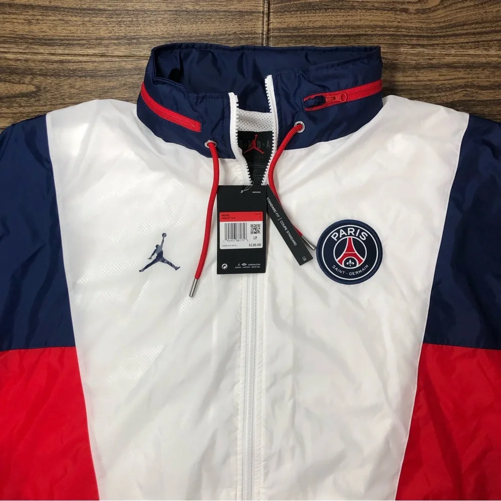 Nike Air Jordan Paris Saint-Germain Nylon Hooded Jacket Men's DB6487-100 Large - Picture 5 of 9